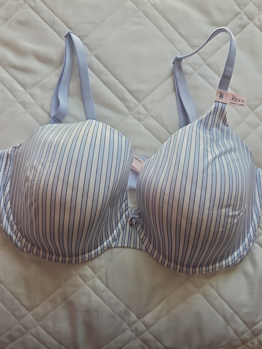 Victoria's Secret Light Blue & White Striped T-Shirt Bra